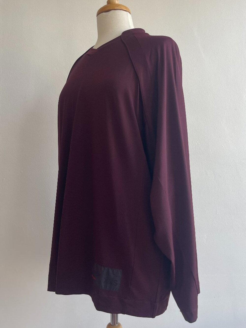 NikeSKIMS AIRY Burgundy V-Neck Oversized Long Sleeve Top - Picture 3 of 6
